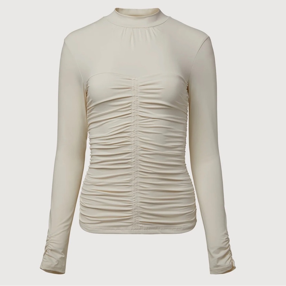 Rachel Parcell - Ivory Long Sleeve Ruched Mock Neck